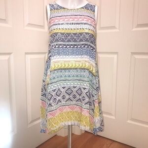 Lush Aztec Print Swing Sleeveless Keyhole …